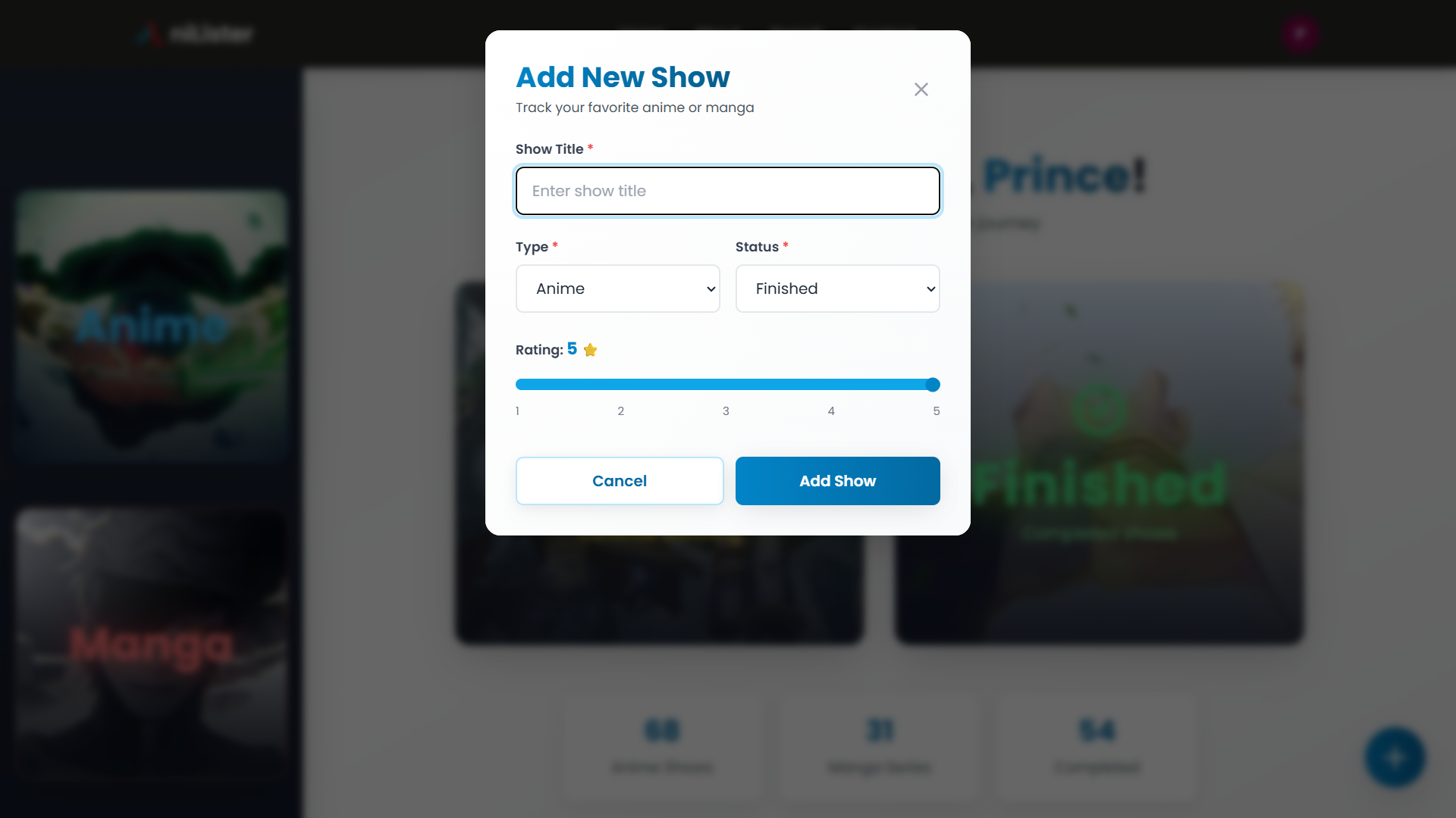 Anime Lister Profile Page